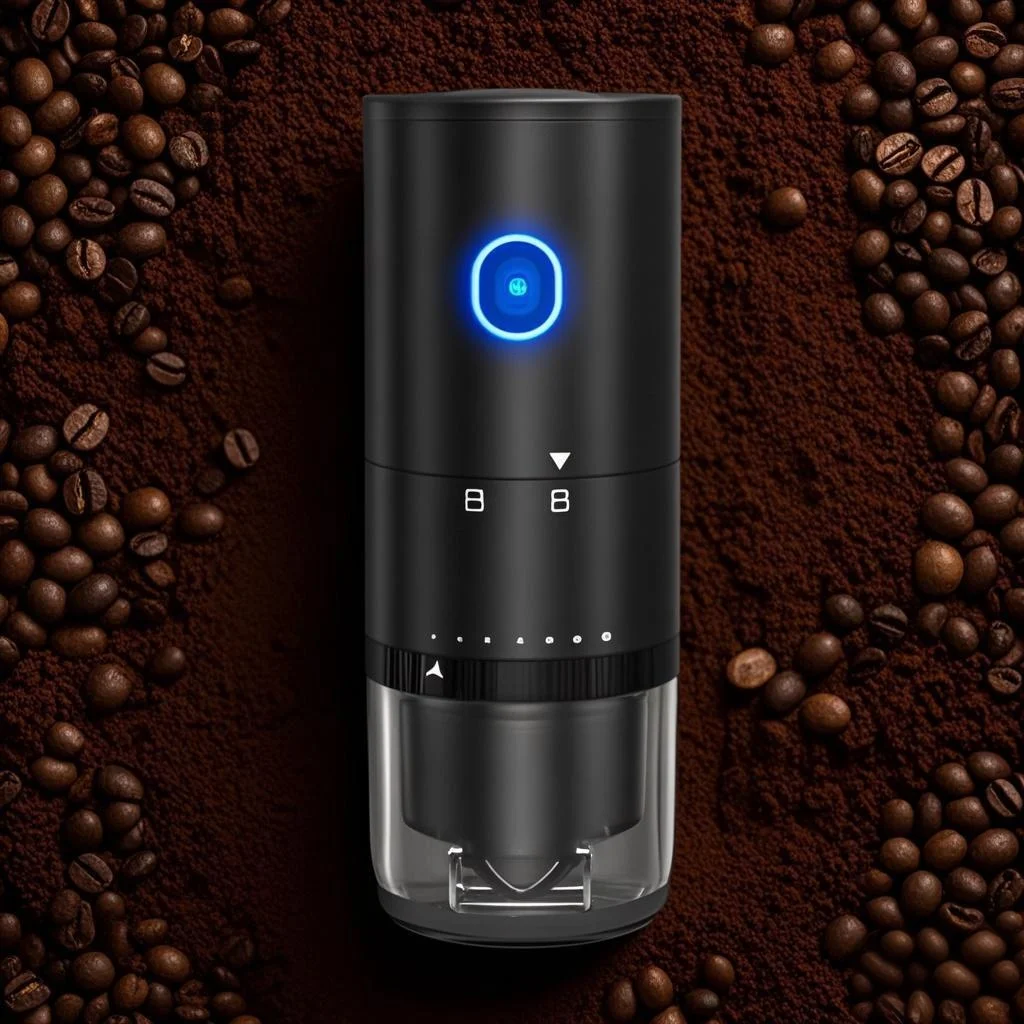 Mini office uses hand brewed coffee black electric automatic charging USB coffee bean grinder for sale