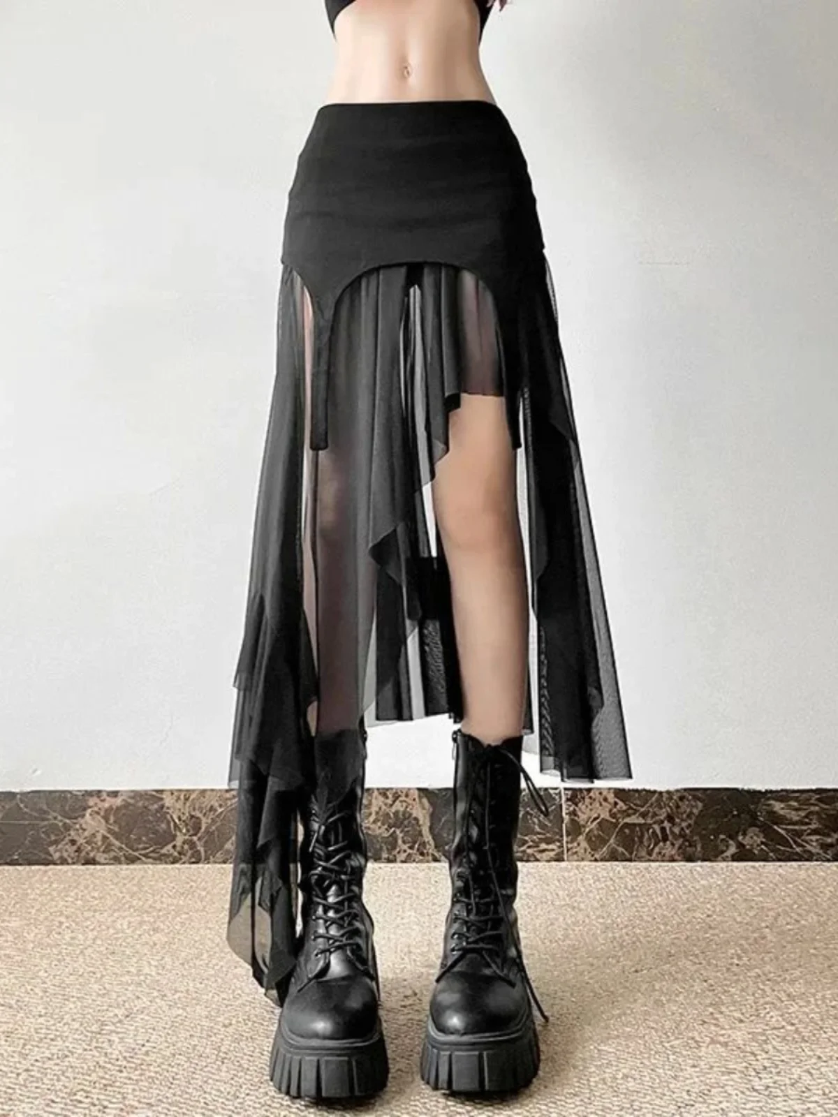 

Low Waist Asymmetrical Skirt Street Sle Personali Irregular f-length Women's Faion Spring 2025 A-Line Long Skirt