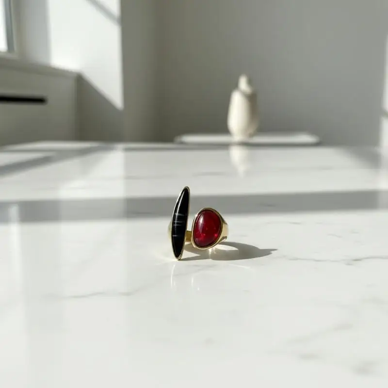Modischer Unregelmäßiger Edelsteinring, Einzigartiger Verstellbarer Leichter Luxus-Ring im Retro-Geometrischen Design, Schmuck, Urlaubsaccessoire, Geschenk – Detail 13