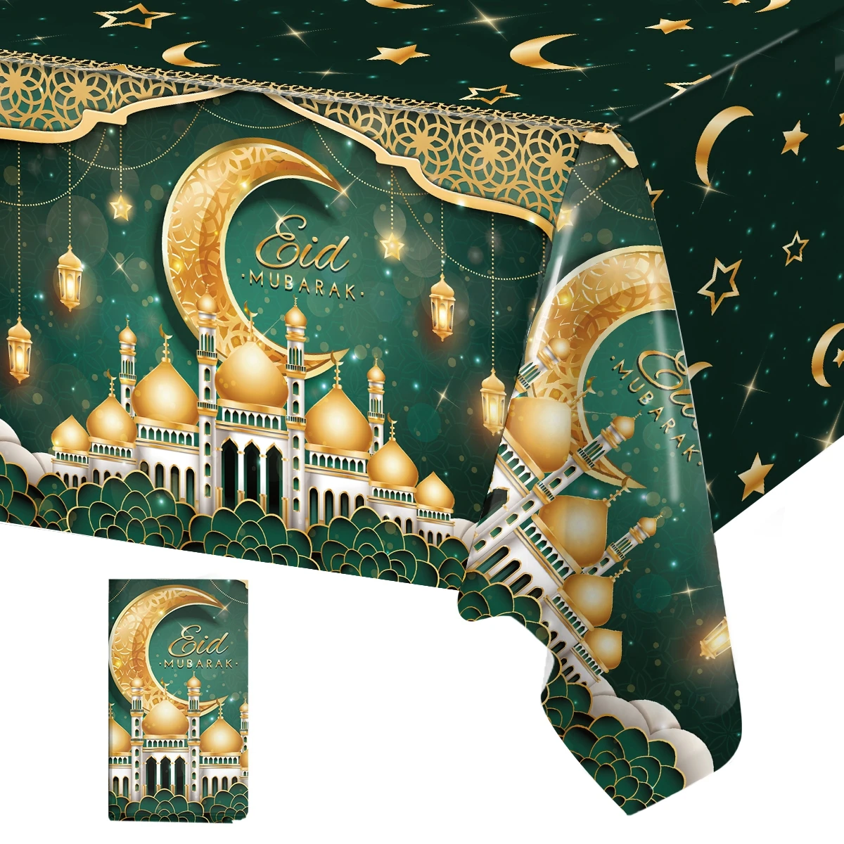 Ramadan Kareem Decor Castle Polyester Tablecloth Eid Mubarak Decor Ramadan Mubarak Muslim 2025 Islamic Al Adha EID Muslim Decor