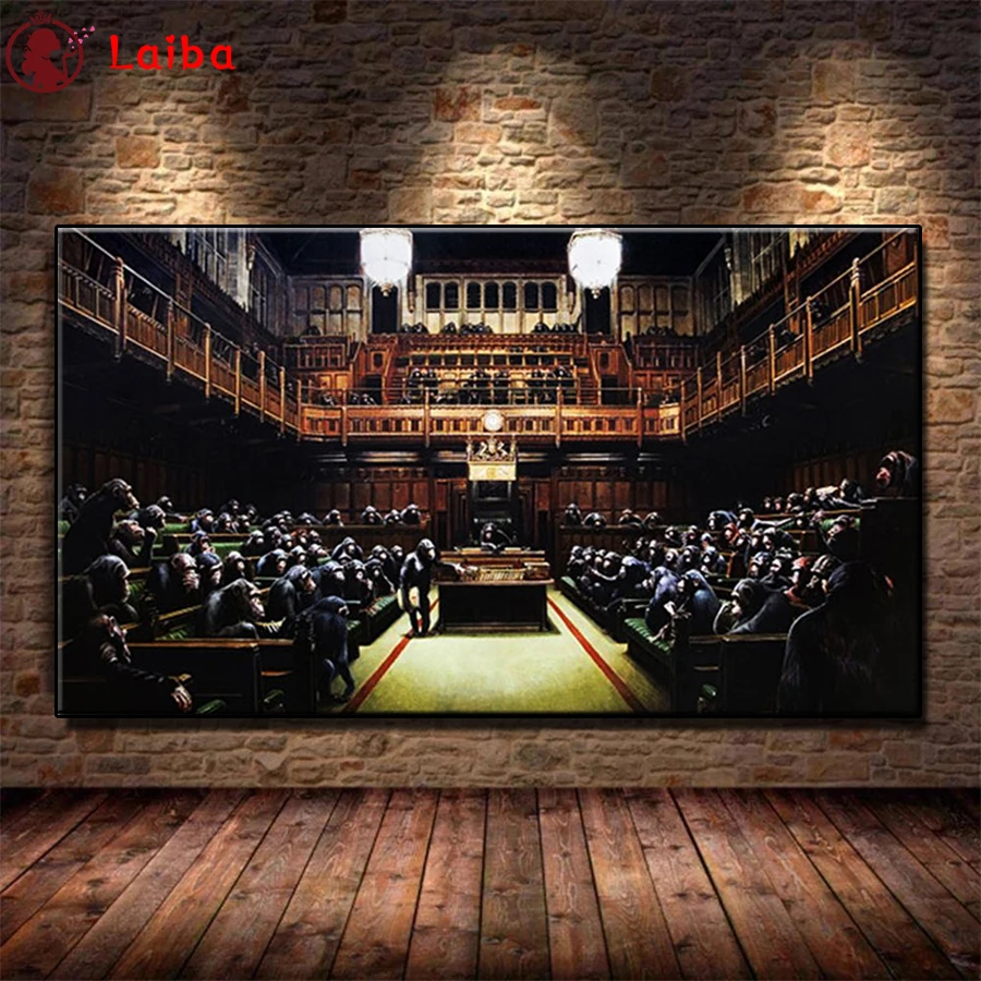 

Diamond Embroidery Banksy Art Prints Monkey Parliament Diamond Painting Full Square round drill Mosaic Cross Stitch Wall Art