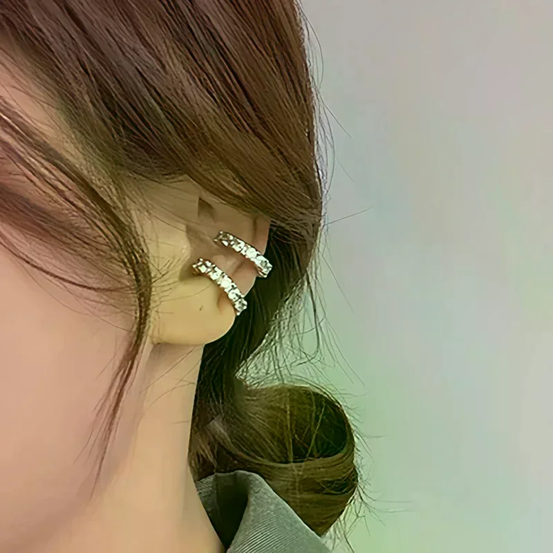 2Pcs Full Rhinestone Zircon Ear Cuff Ear Clip For Women No Pierced C Shape Earcuff Ear Wrap Earcuff Clips Jewelry Gifts