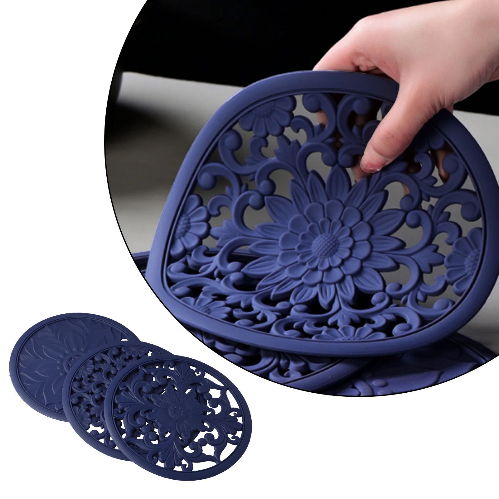 Coasters Non Slip Bowl Dining Room Hot Pads Kitchen Table Mat Placemat Pot Pads Silicone Temperature Resistant
