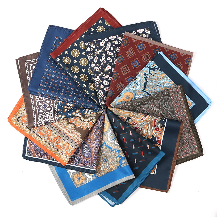 Vintage Paisley Dot Print Pocket Square for Men