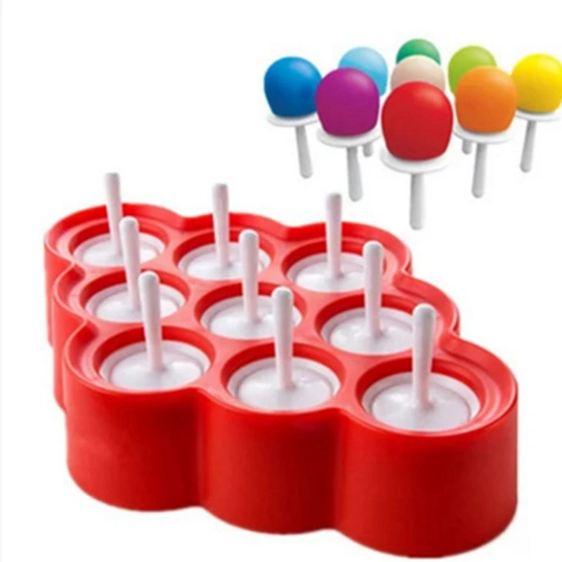 Silicone Popsicle Mold 9-Cavity Mini DIY Ice Mold Homemade Ice Cream Makers Non-Stick Lollipop Mould Kitchen Gadgets