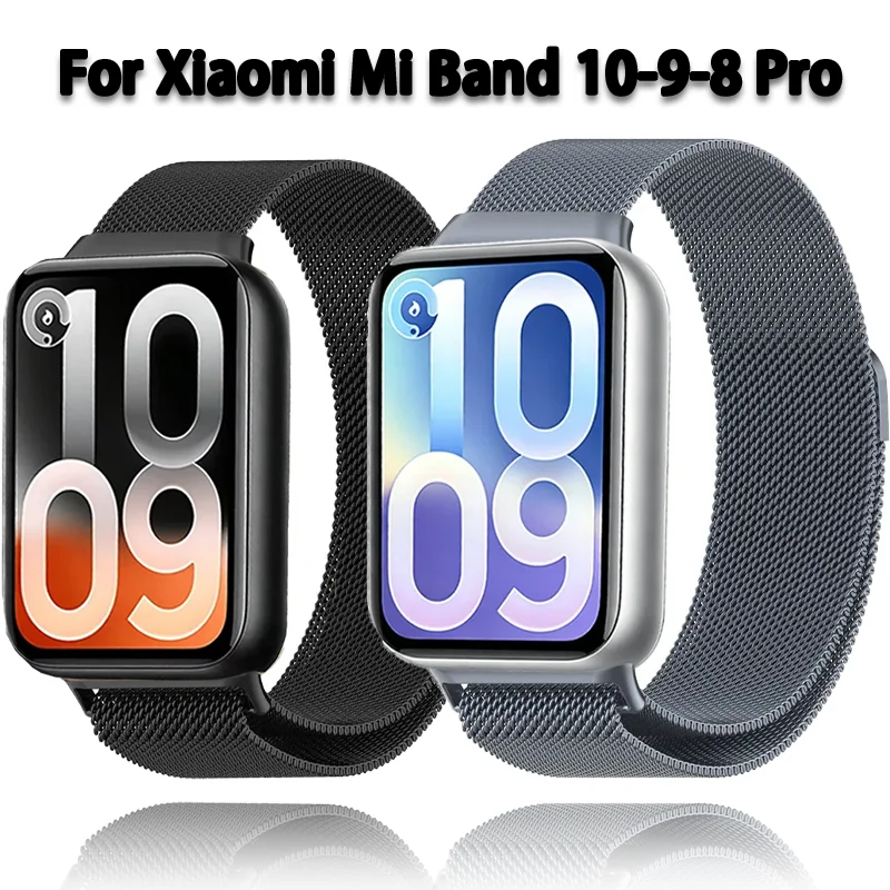 Milanese Loop Armband für Xiaomi Mi Band 10 Pro/Mi Band 9-8 Pro Metall-Magnetverschluss Atmungsaktives Armband für Redmi Watch 4 5 6