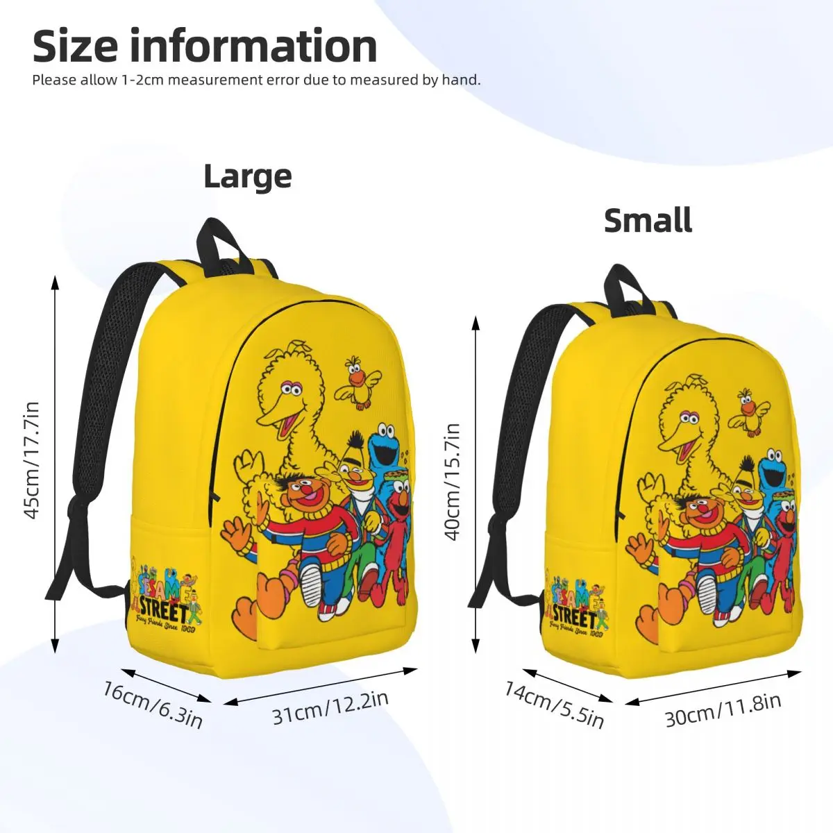 Elmo Cookies Monsters Cartoon for Men Women Student School Bookbag Street Sesamee Daypack Middle High College Hiking