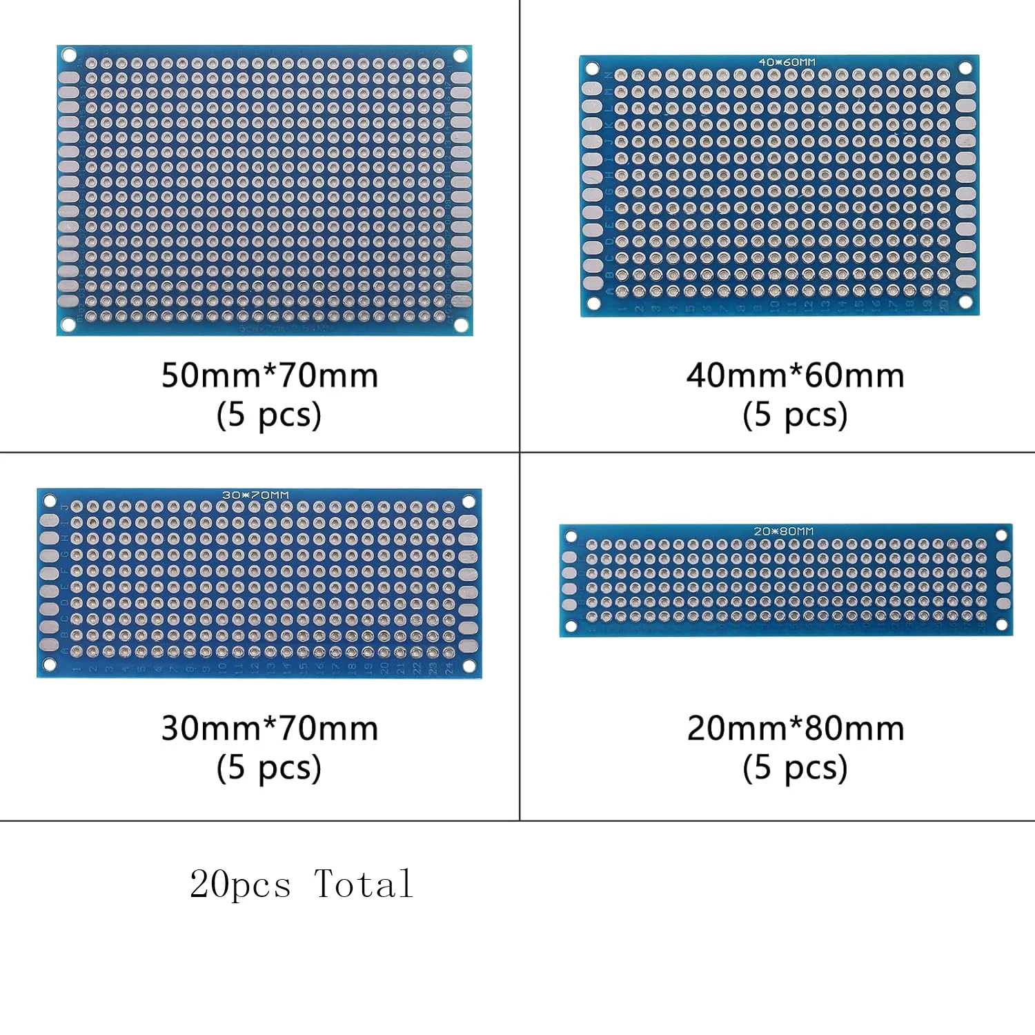 20 قطعة مزدوجة الوجهين لوحة دارات مطبوعة 5X7 4X6 3X7 2X8 الأزرق Pcb النموذج مجلس العالمي Pcb لحام مجلس 5*7 4*6 3*7 2*8 لتقوم بها بنفسك عدة #6