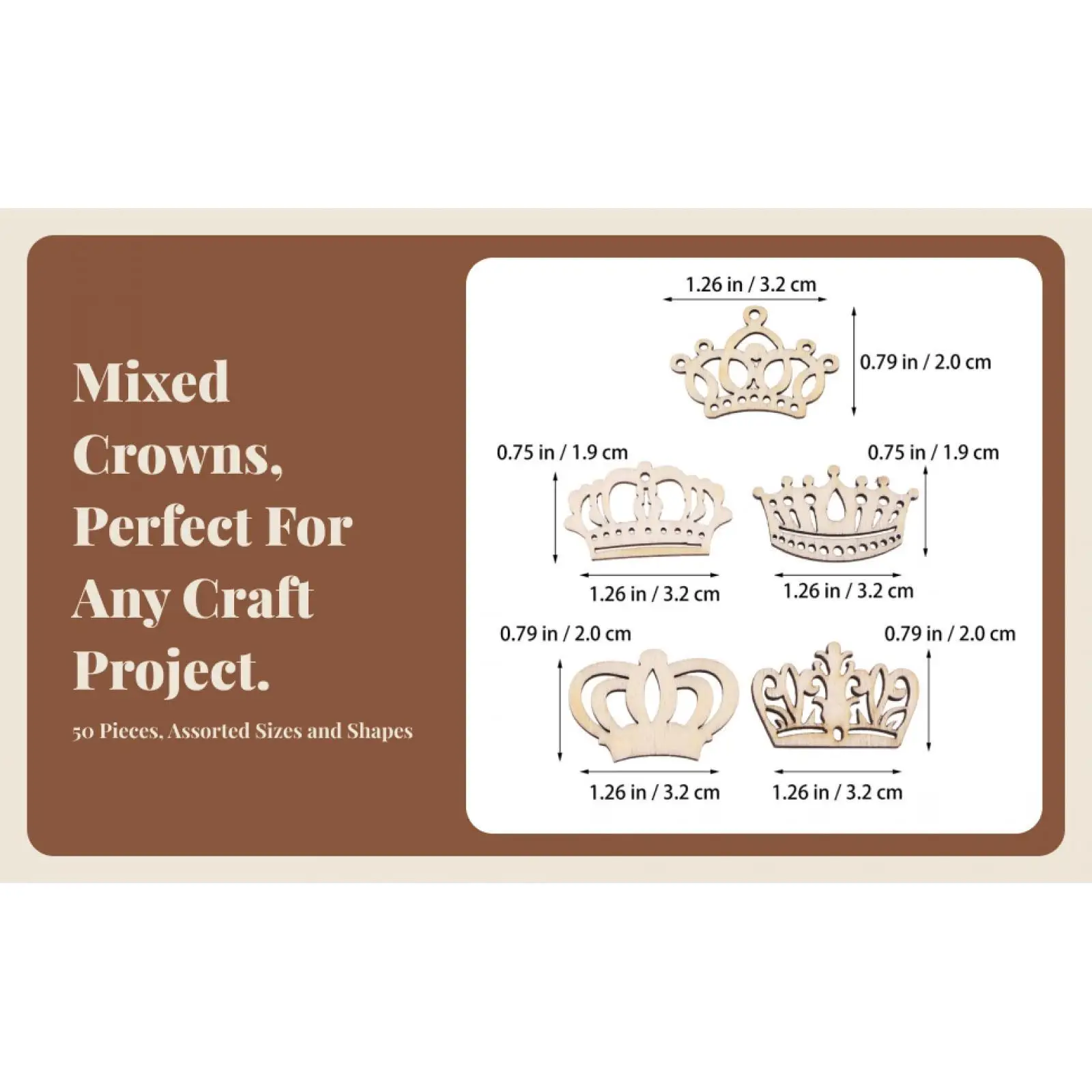 50pcs Crown Wooden Pieces Baby Shower Scrapbooking Embellishments DIY Craft