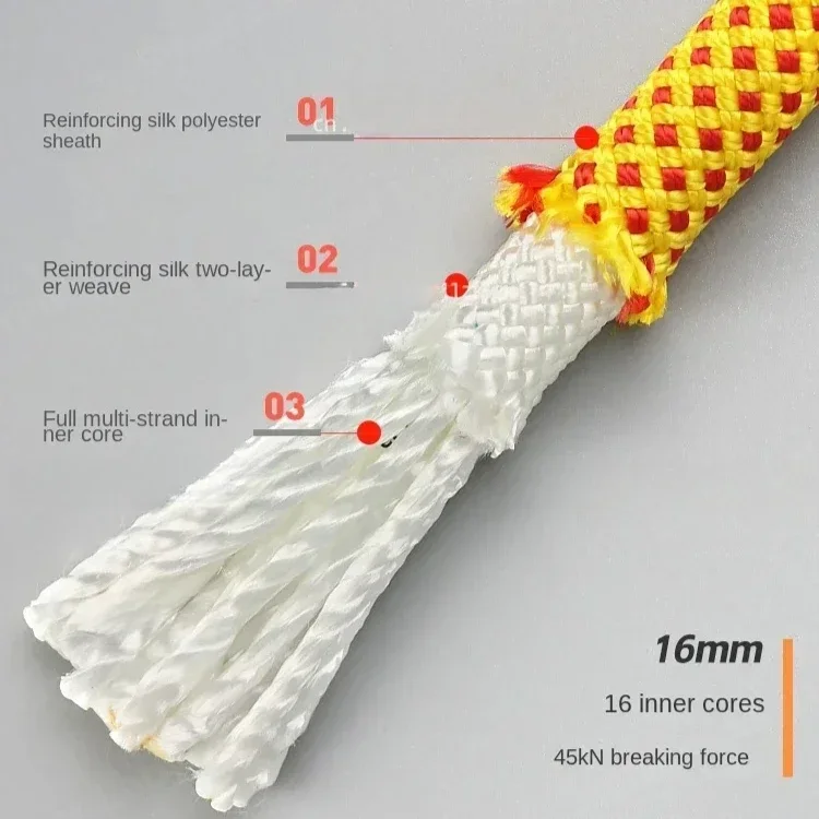 12mm Outdoor Downhill Safety Rope Aerial Work  Air Conditioning Installation Safety Lifeline Rescue