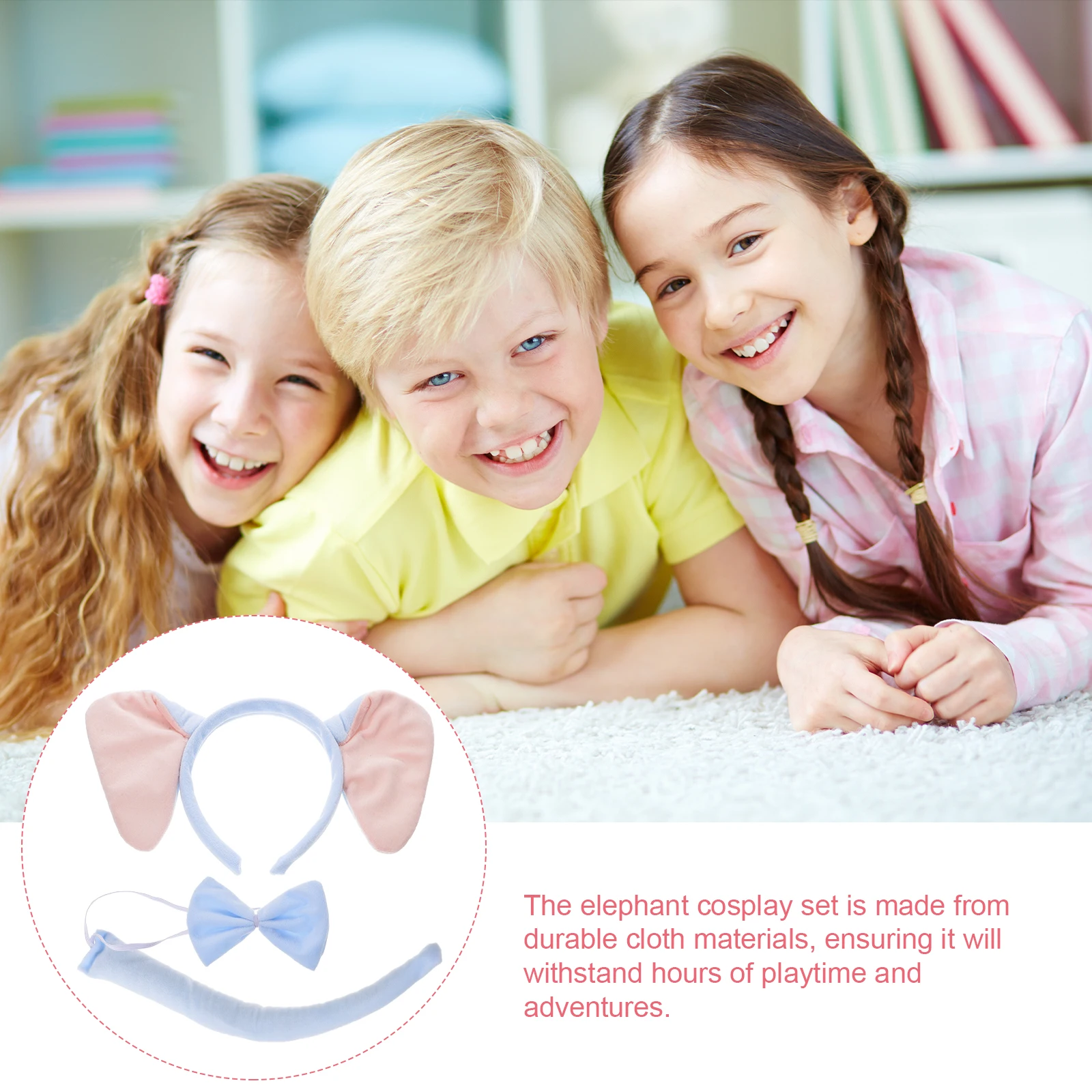 

Elephant Ear Headband Tail Costume Kids Adult Fabric Dress up Accessories Halloween Animal Ears Whimsical Comfortable WildLife