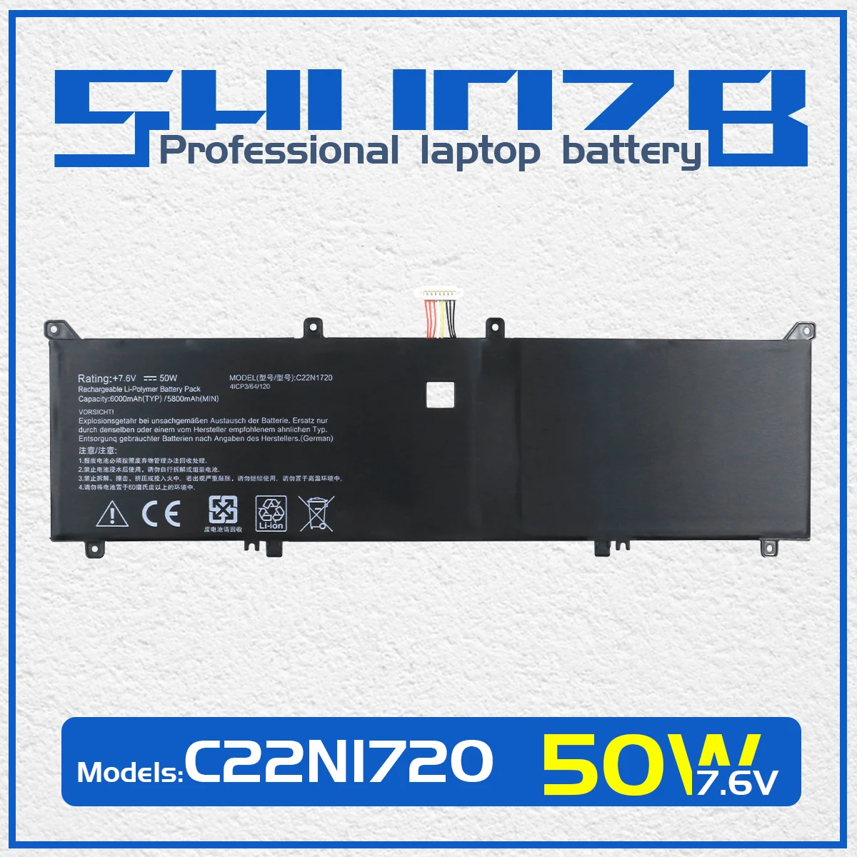 

SHUOZB C22N1720 C22PYJH Laptop Battery For ASUS ZenBook S UX391 UX391U UX391UA UX391UA-xb71 UX391UA-xb74t 7.6V 50Wh 6000mAh