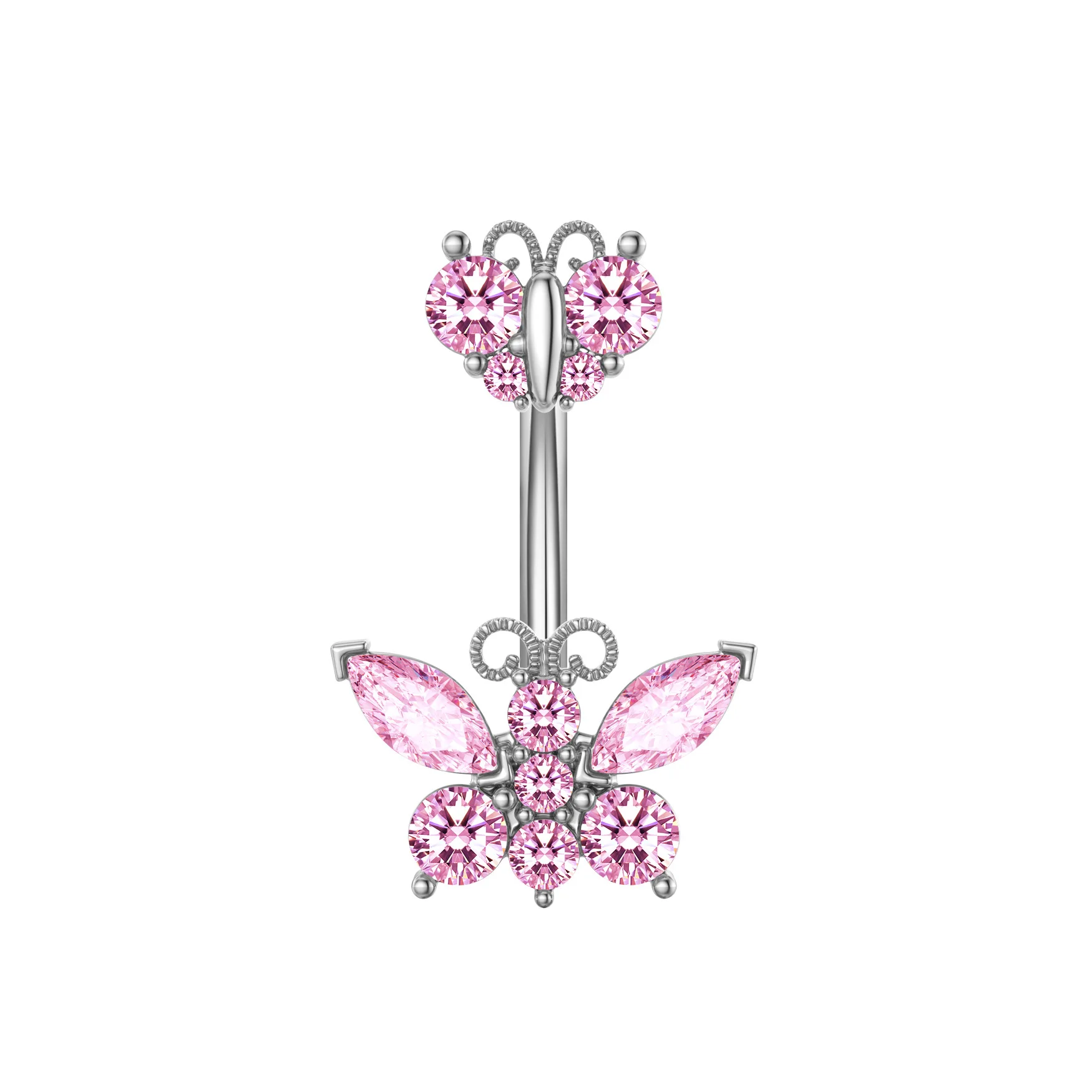 1PCS Rosa Krone Bauchnabel Ringe Schmuck Edelstahl Herz Nabel Piercing Barbell Kristall Nette Bauch Ringe Für Frauen Mädchen