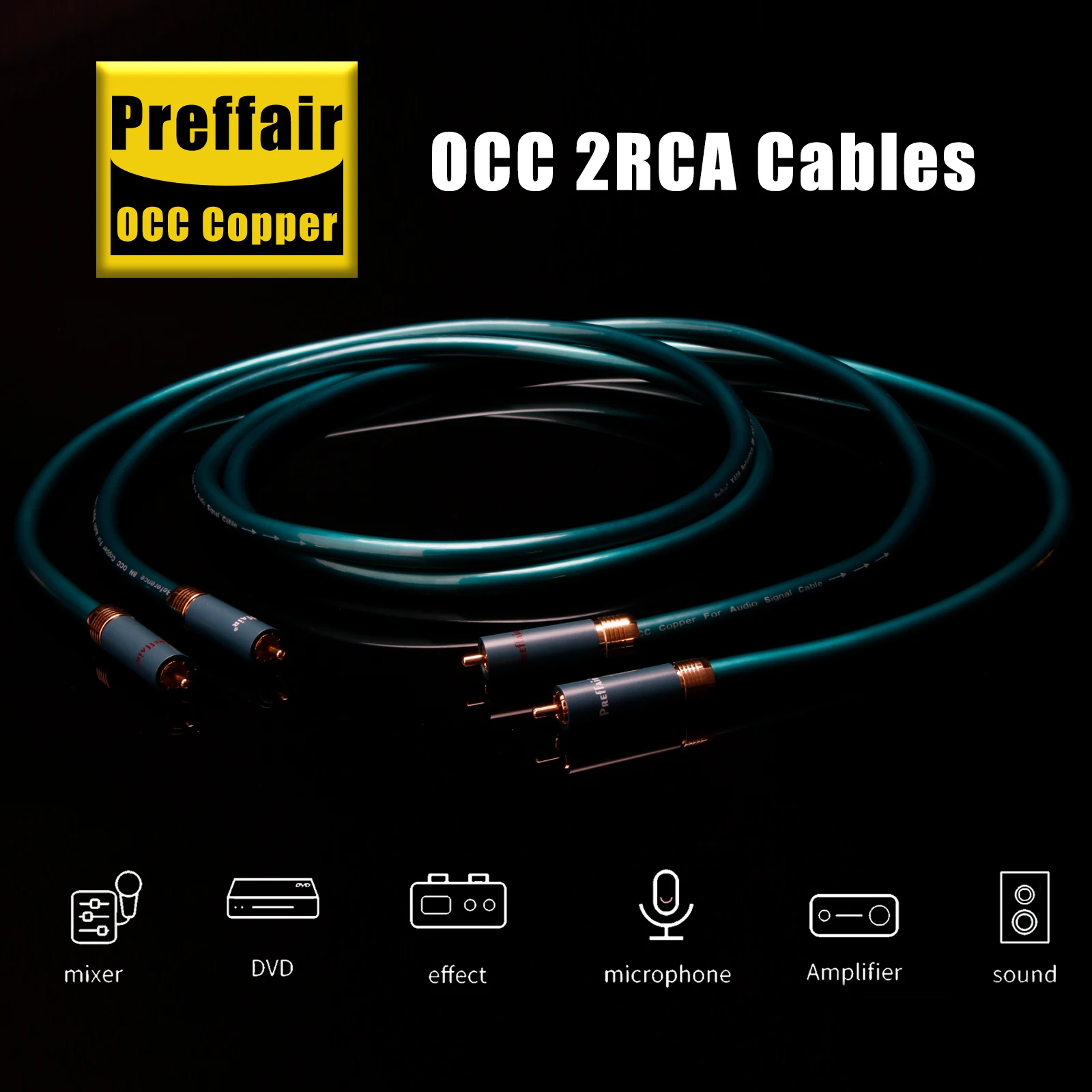 

Preffair OCC Copper RCA Cable Hi-end CD Amplifier Interconnect 2RCA to 2RCA Male Audio Single Cable