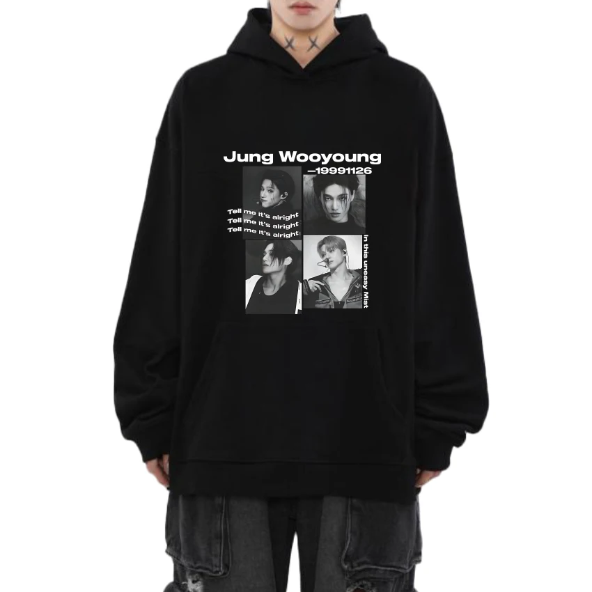 

2024 Ateez group Wooyoung music Printed Hoodie Autumn Winter Men Women Fashion Y2k Sweatshirt Unisex Fleece Long sleeve pullover