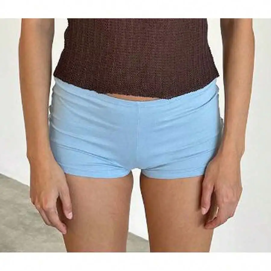 

Women Solid Color Micro Shorts Elastic Waist Slim Fit Casual Lounge Shorts