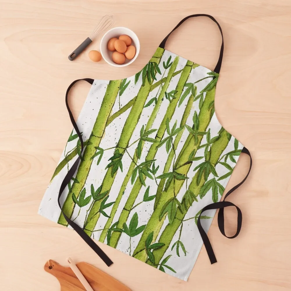 

Bamboo Watercolour Apron Art Woman Kitchens Waterproof women Apron