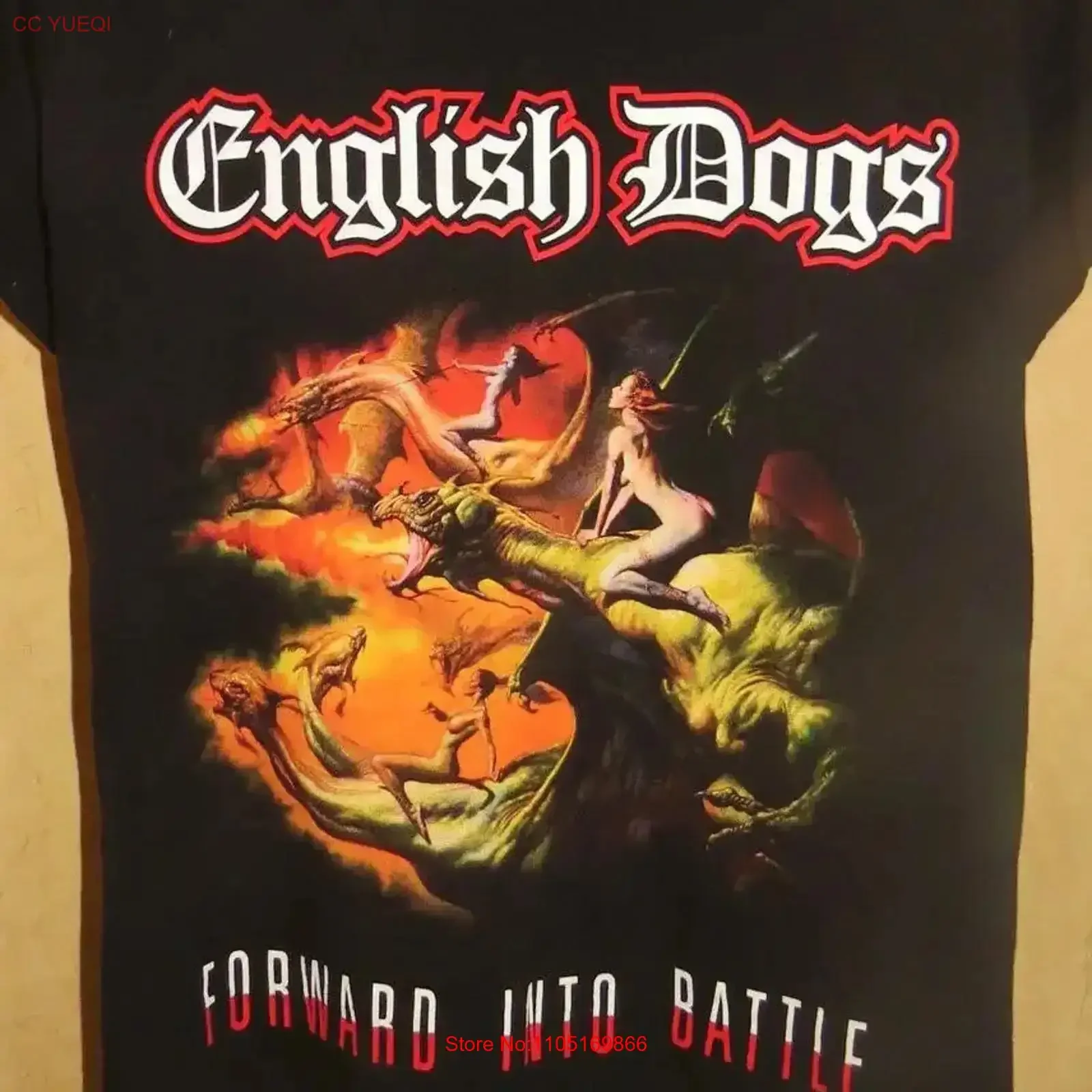 تي شيرت إنجليزي للكلاب إلى الأمام إلى المعركة مقاس كامل من S إلى 5XL IM0514 قميص مغسول عتيق للارتداء اليومي قليلاً