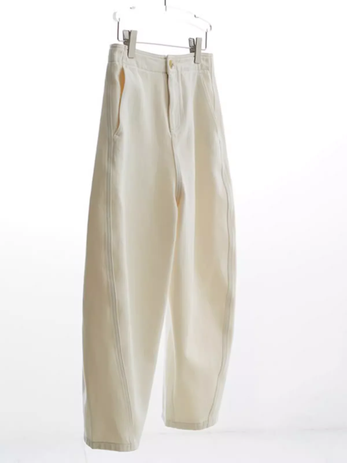 

Белые широкие брюки, тонкие женские брюки с банановым дизайном Sensation, маленькие ence (3) European Sle, весна-лето, большие размеры