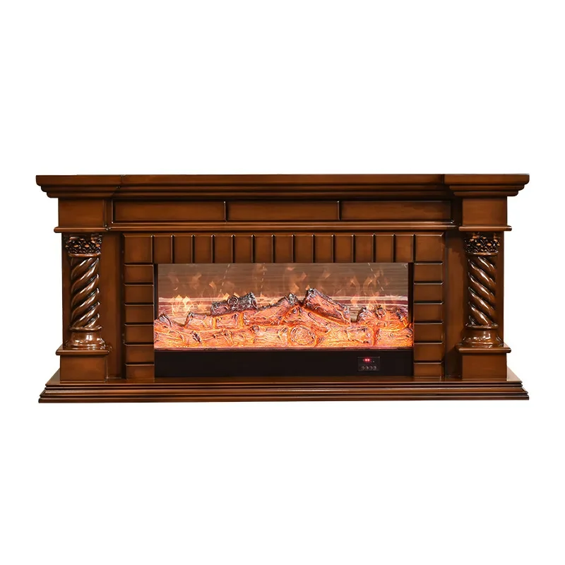 Living Room TV Stand Decorative Warming Fireplace W150cm Wooden Mantel Electric Insert Firebox LED Optical Artificial Flame