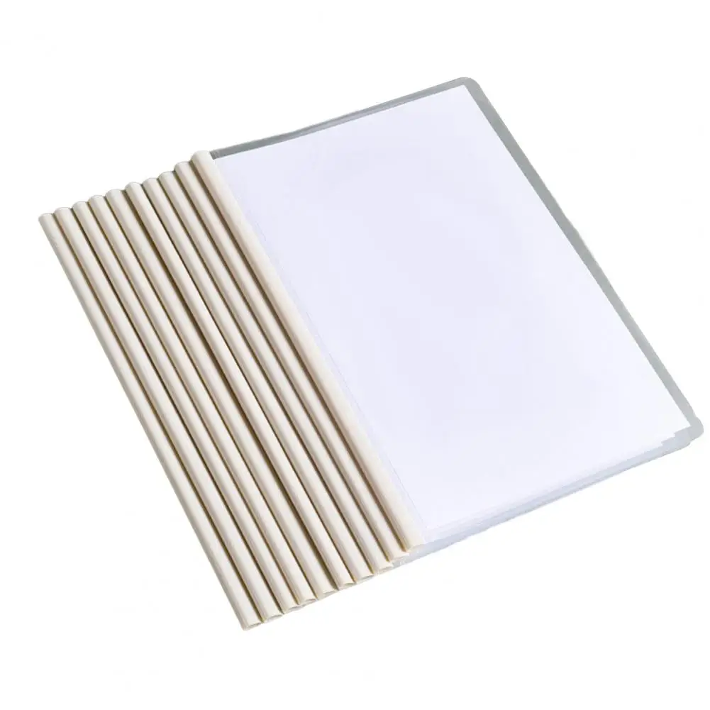 Limpar Capas de Relatório com Barra Deslizante, Papel Carta A4, Nenhuma Perfuração Necessária, Pasta Drawbar Espessada, 10 Pcs