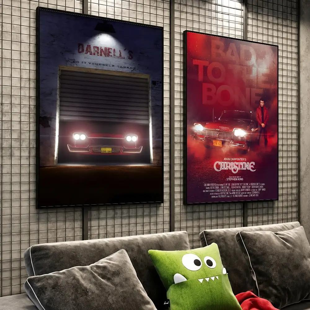 Movie Christine Stephen King Horror Poster HD Self-Stick Wall Decor Bedroom Dorm Office Gaming Garage Bathroom Gift