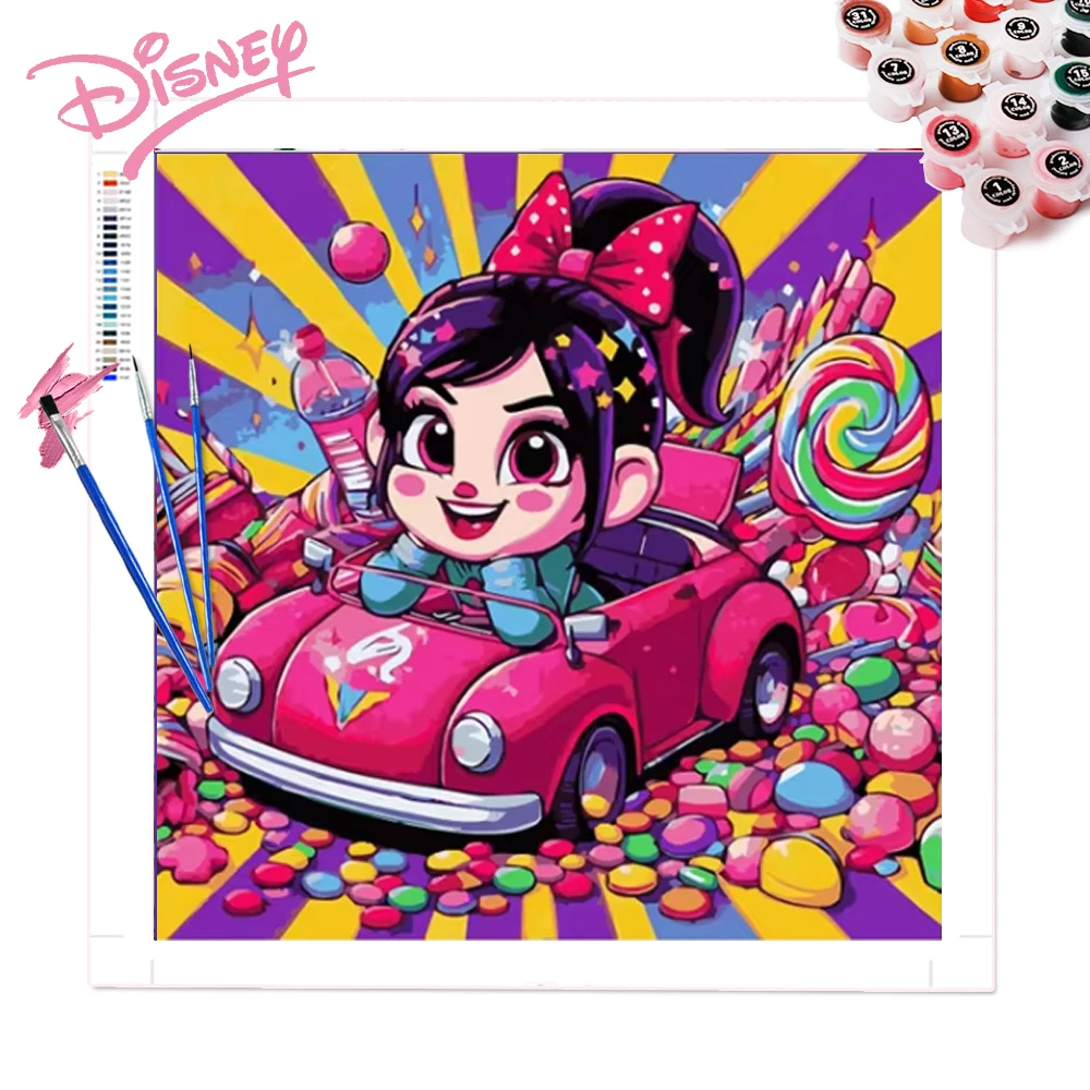 Disney New Painting By Numbers Diy Handpainted Hobby Drawing By Numbers Cartoon On Canvas Vanellope Wall Decor For Home