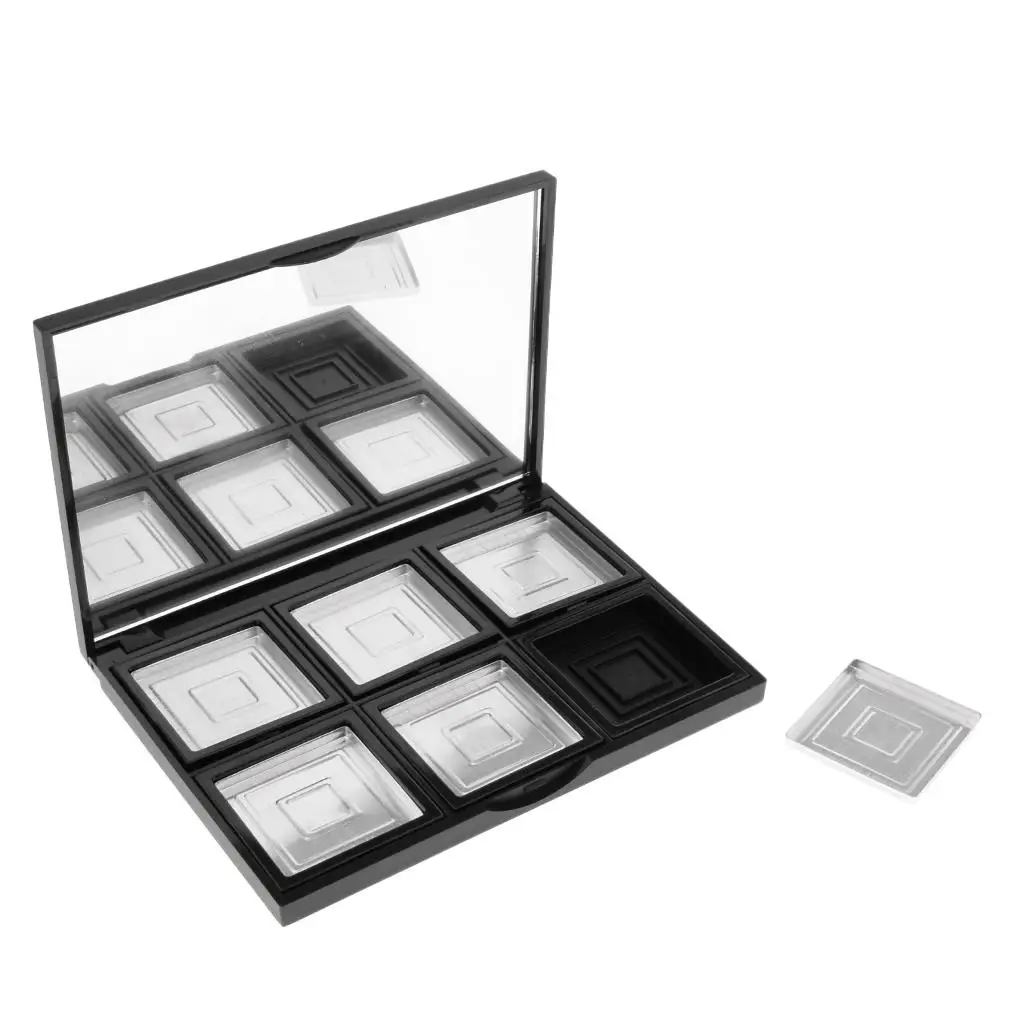 Palette di vaschette per trucco vuote nere a 6 slot con padelle rossetto in polvere per ombretti Blush
