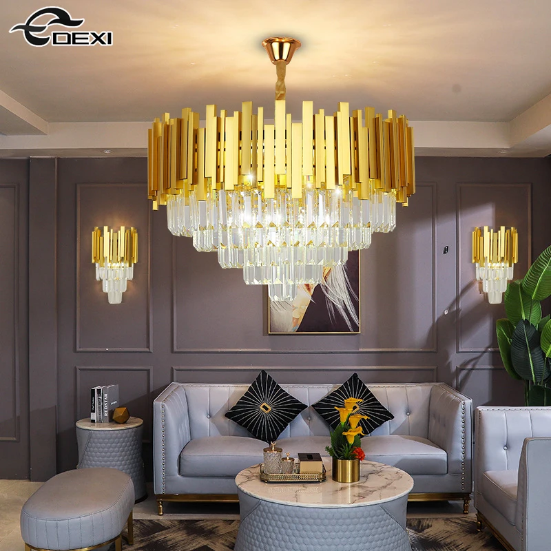 Nordic Living Room Bedroom Crystal Chandelier Hotel Villa Chandelier Restaurant Metal Indoor Lighting