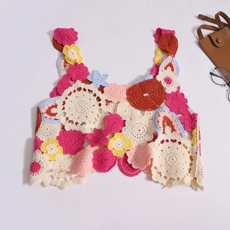 ITOOLIN قطع علوية نسائية بوهو مثيرة مفرغة Y2K قطع علوية رائعة بدون ظهر قطع علوية متماسكة صيفية لقضاء العطلات على الشاطئ قميص قصير فضفاض 2024 #3