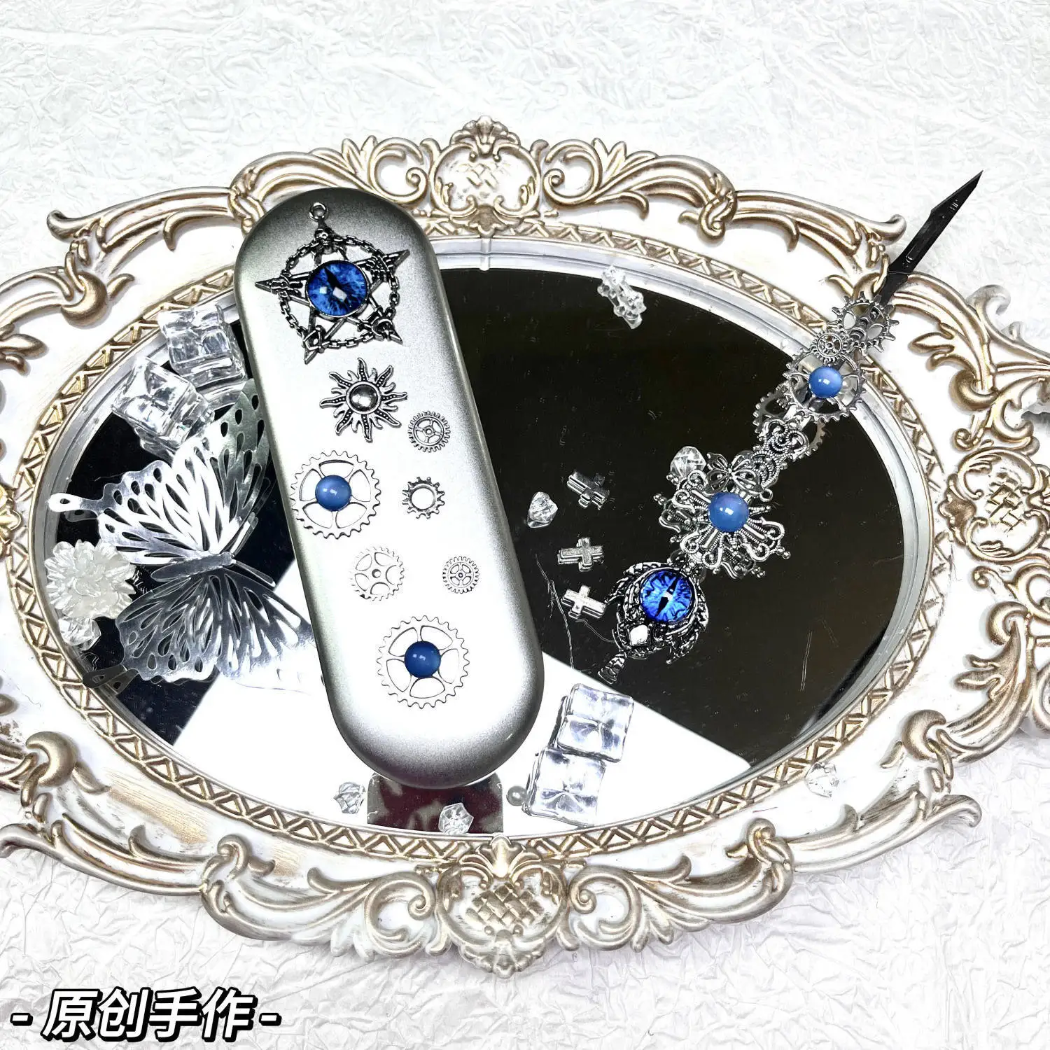 punk-klein-blue-craft-knife-with-storage-box-dark-utility-knife-set-for-students-alternative-hobby-knife-diy-unboxing