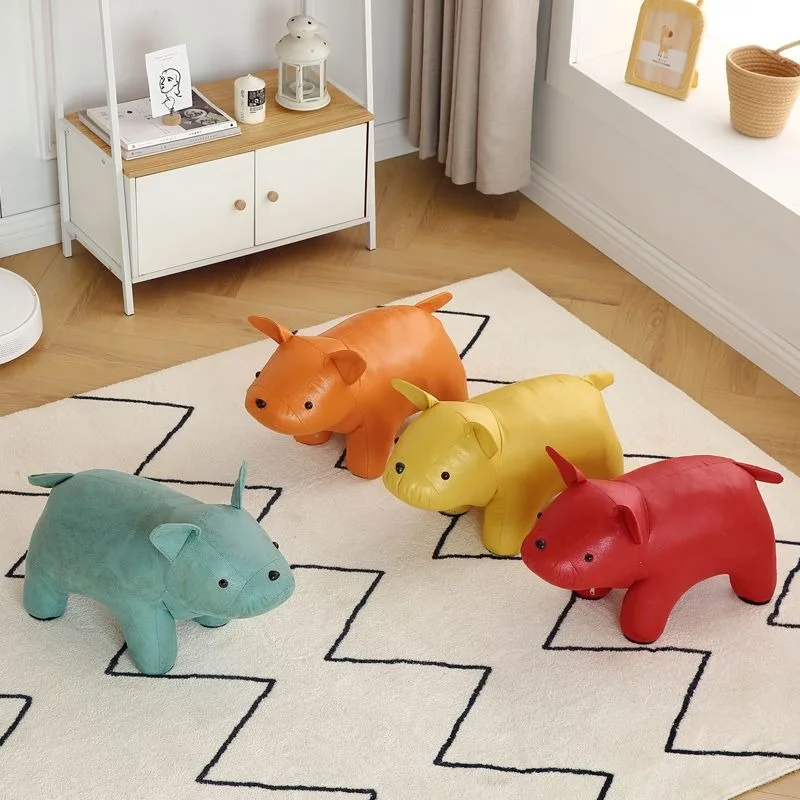 Elephant Shape Stool Living Room Animal Bench Dog Shape Stools Solid Wood Creative Shoe Changing Stools Furniture Bench Ottomans