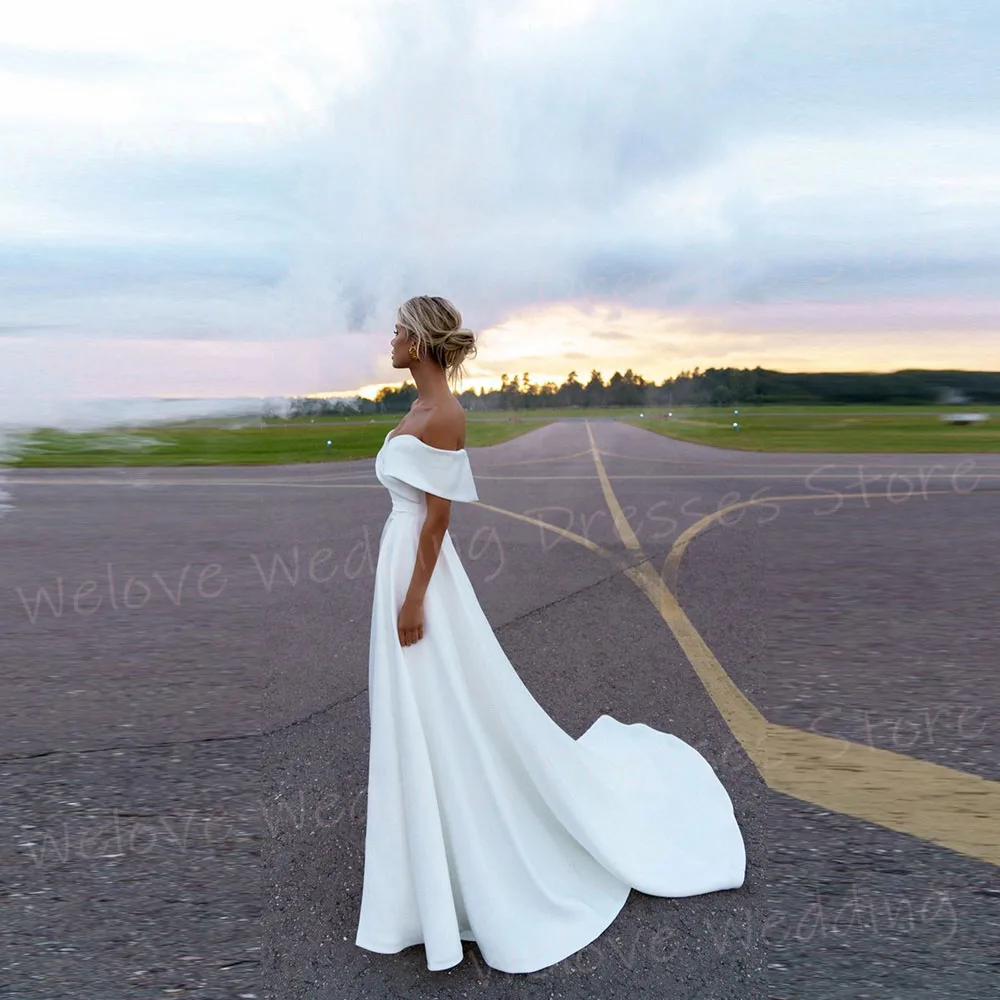 Abiti da sposa da donna semplici a sirena con spalle scoperte Abiti da sposa personalizzati Abiti da sposa Treno smontabile Abiti Boda