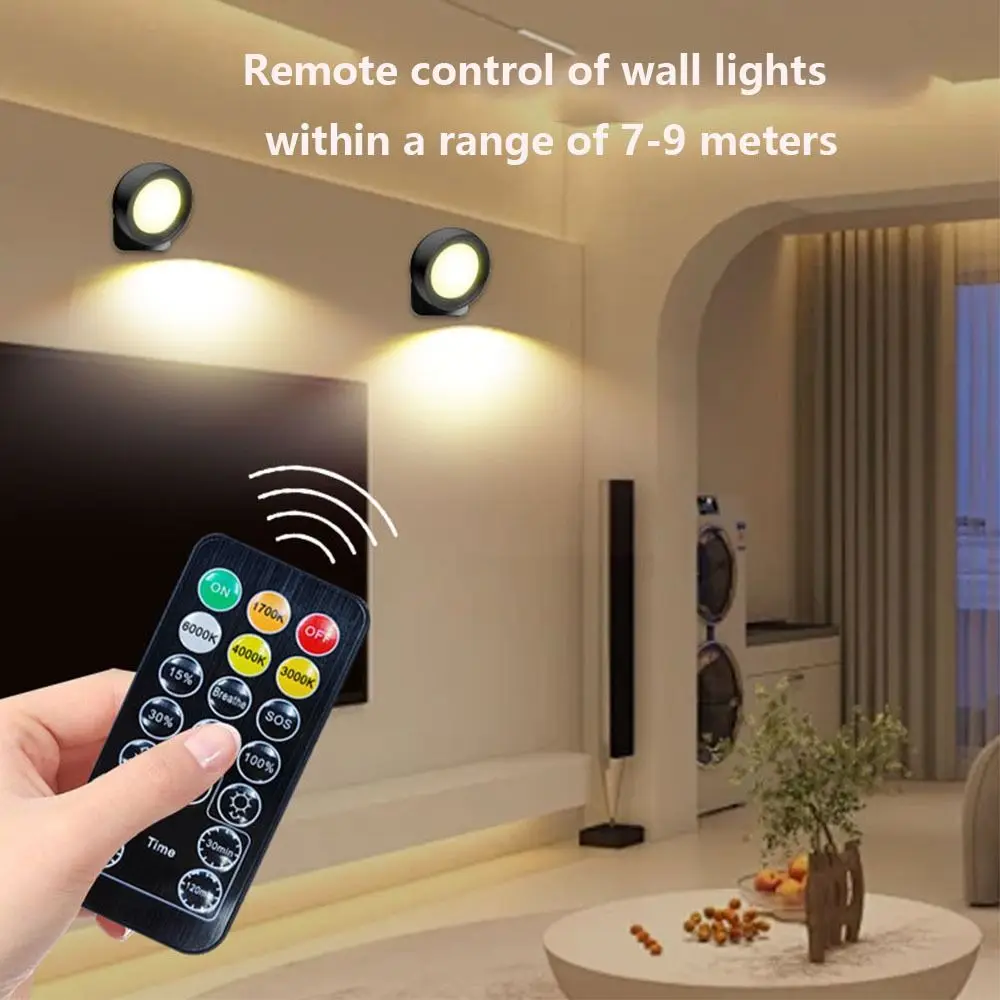 4-color Temperature LED Wall Sconces light 360° Rotatable Adjustable Magnetic Wall Light with Remote Control Non Punching