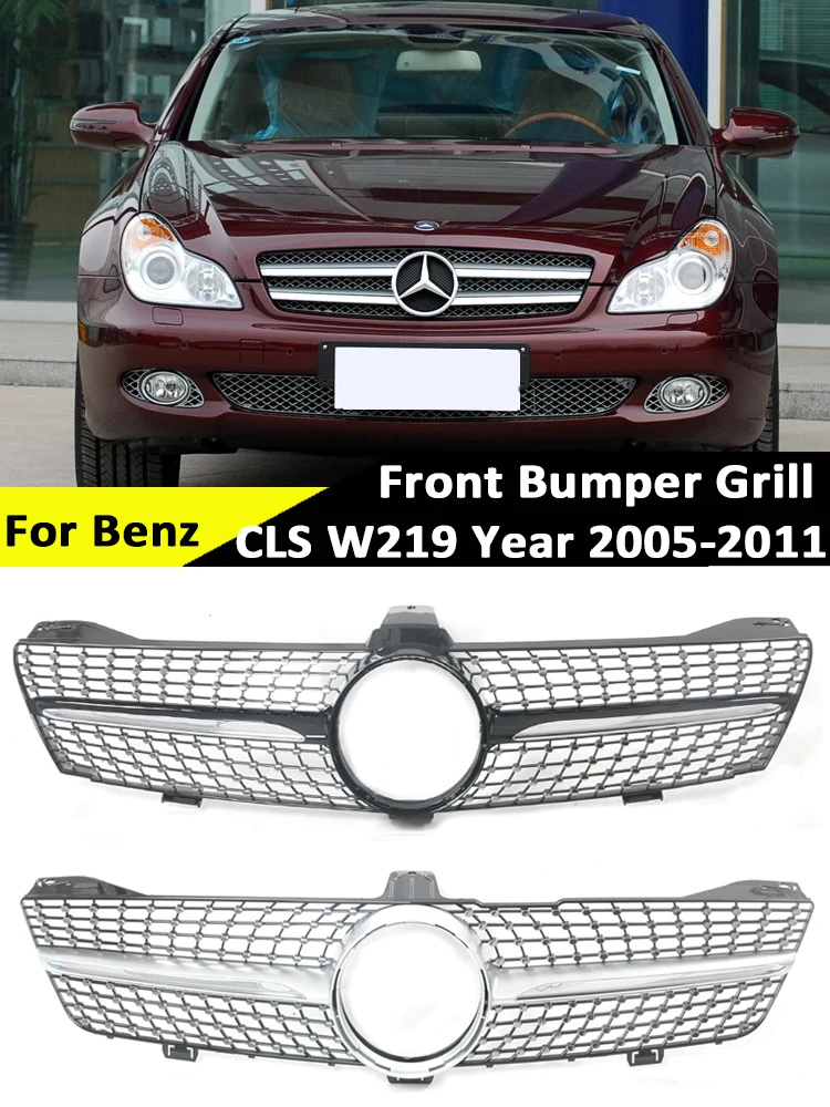 For Mercedes-Benz CLS W219 Front Diamond Grill 2005-2011 Racing Grill Car Accessories Exterior Parts CLS350 CLS500 CLS550 SLS600