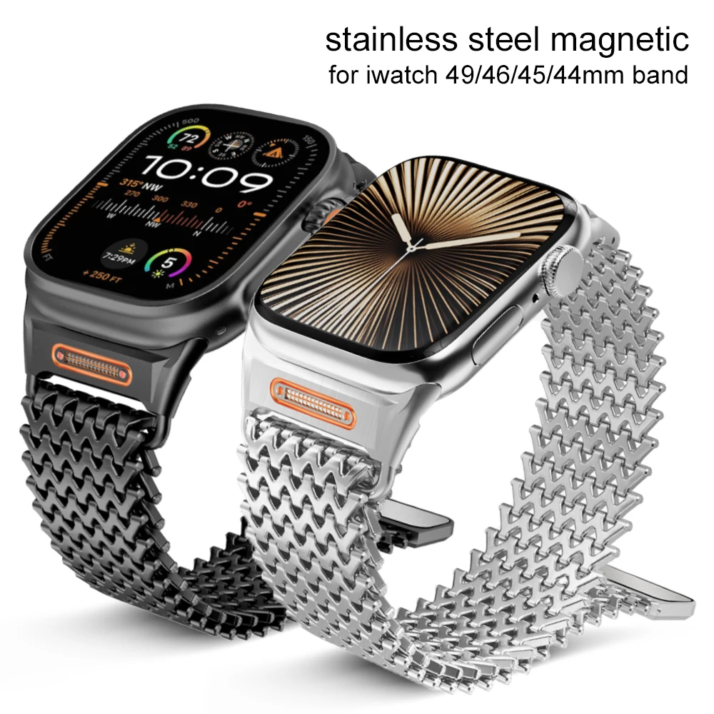 Bracelet milanais pour Apple Watch 49mm, bracelet magnétique Ultra2 en acier inoxydable pour Iwatch 10 9 8 7 Se 6 5 4 44mm 45mm 46mm