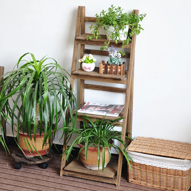 Creative Storage Bookshelf Idyllic Living Room Wooden Green Radish Flower Shelf Zakka Succulent Storage Rack Storage Bookshelf