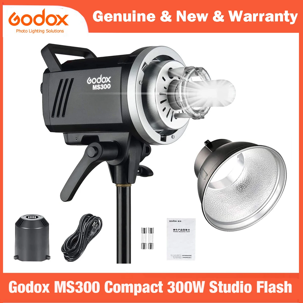 Godox MS300 Compact Studio Flash 300W 2.4G Wireless Monolight with Bowens Mount 2.4G Wireless X System GN58 5600K