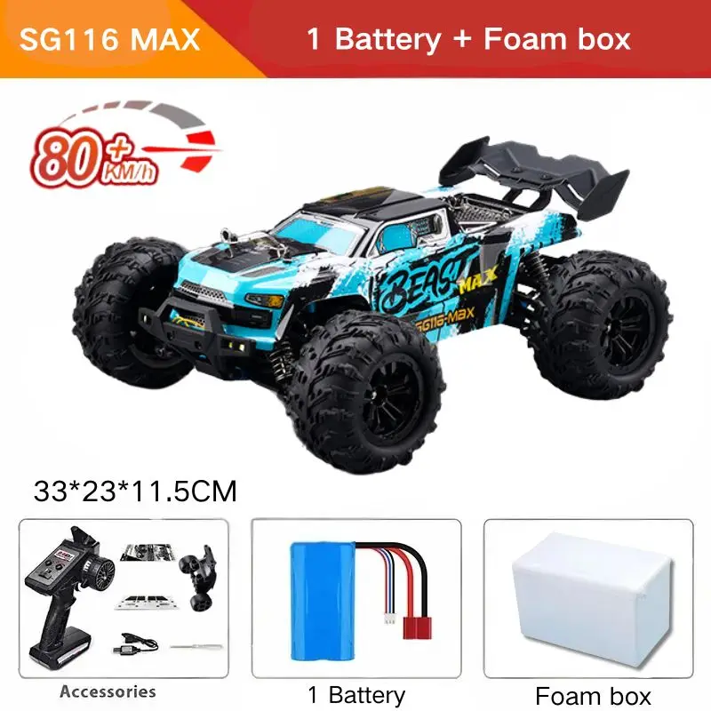 X-Verse SG118PRO – Voiture RC 1/18 Tout-terrain 35 Km/h, Moteur Balais Carbone, 4WD, 3 Batteries (vert)