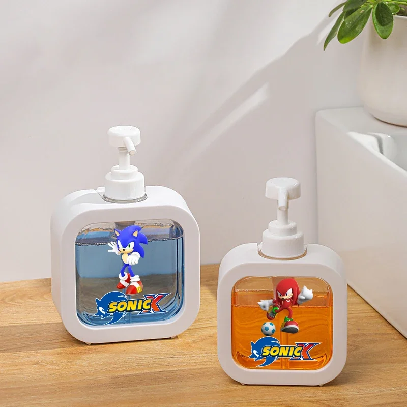 300/500ML Sonic The Hedgehog Cartoon Soap Dispenser With Bamboo Pump Refillable Press Storage Bottle Lotion Sub-Bottle Kids Like