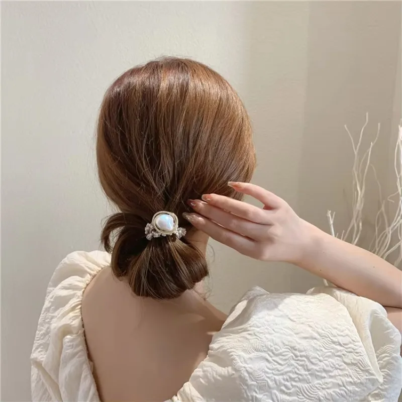 Simple Temperament Elastic Hair Ties Scrunchies Pearl Bands Bead Hair Rope Accessories Jewelry for Women Girls