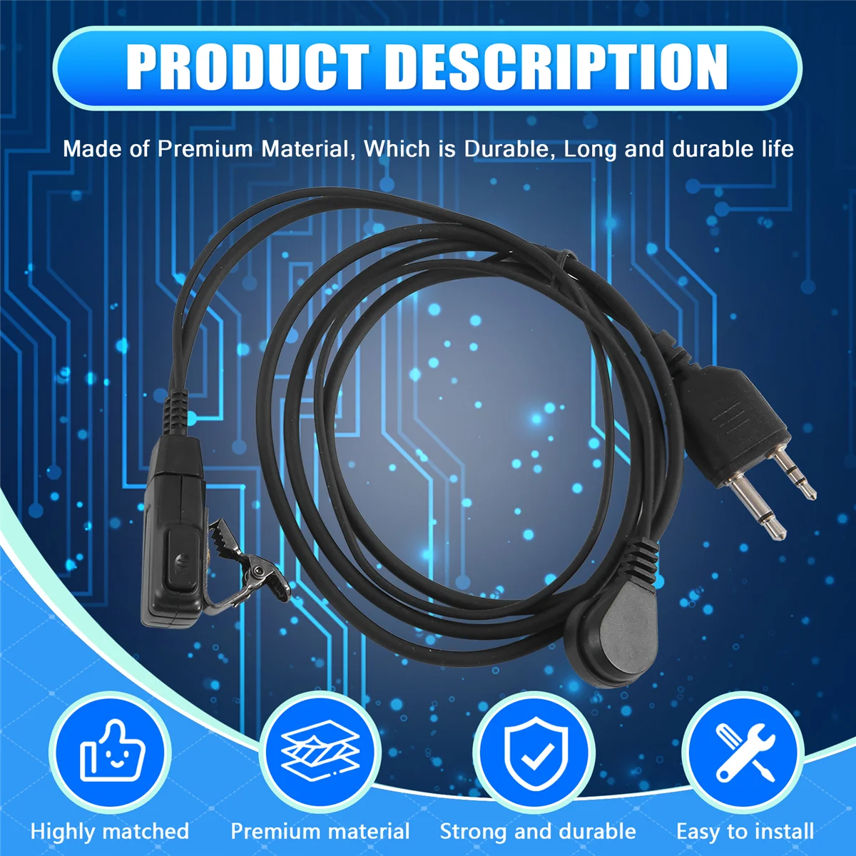 Наушники с воздушной звуковой трубкой и микрофоном для рации Midland Alan GXT G6 G7 G8 G9 75-810 GXT650 LXT80, беспроводные наушники Rich