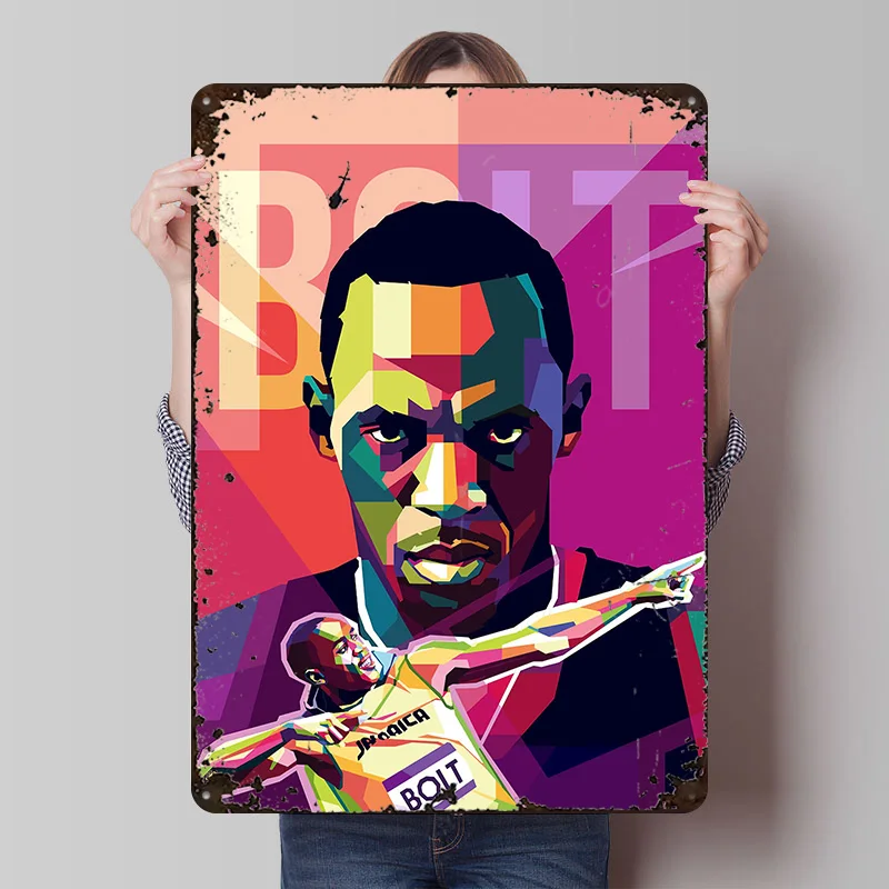 Usain Bolt Poster Customized Vintage Metal Signs Wall Art Retro Tin Plaque for Custom Plate Wand Deko House Luxury Decoration