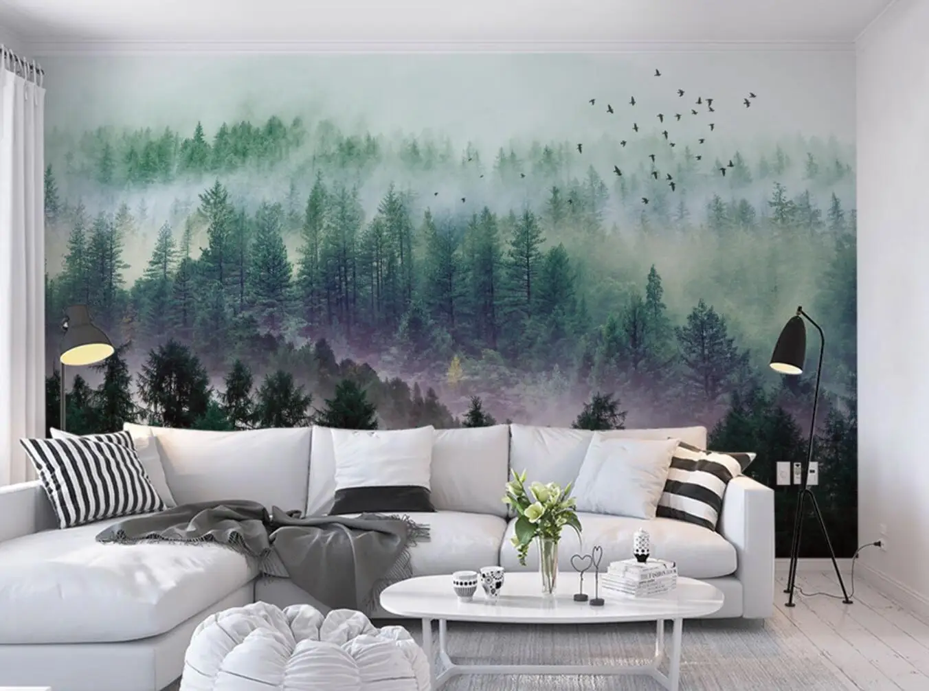 Custom papier peint wallpapers for living room TV Sofa Background Nordic minimalist foggy forest Wall Papers bedroom decoration