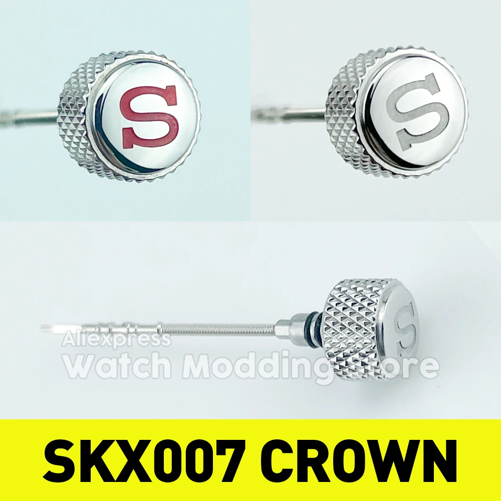 skx007-coroa-serrilhada-assinada's'-para-movimento-nh34-nh35-nh36-pecas-mod-de-alta-qualidade-polido-vermelho-s-316l-aco-inoxidavel