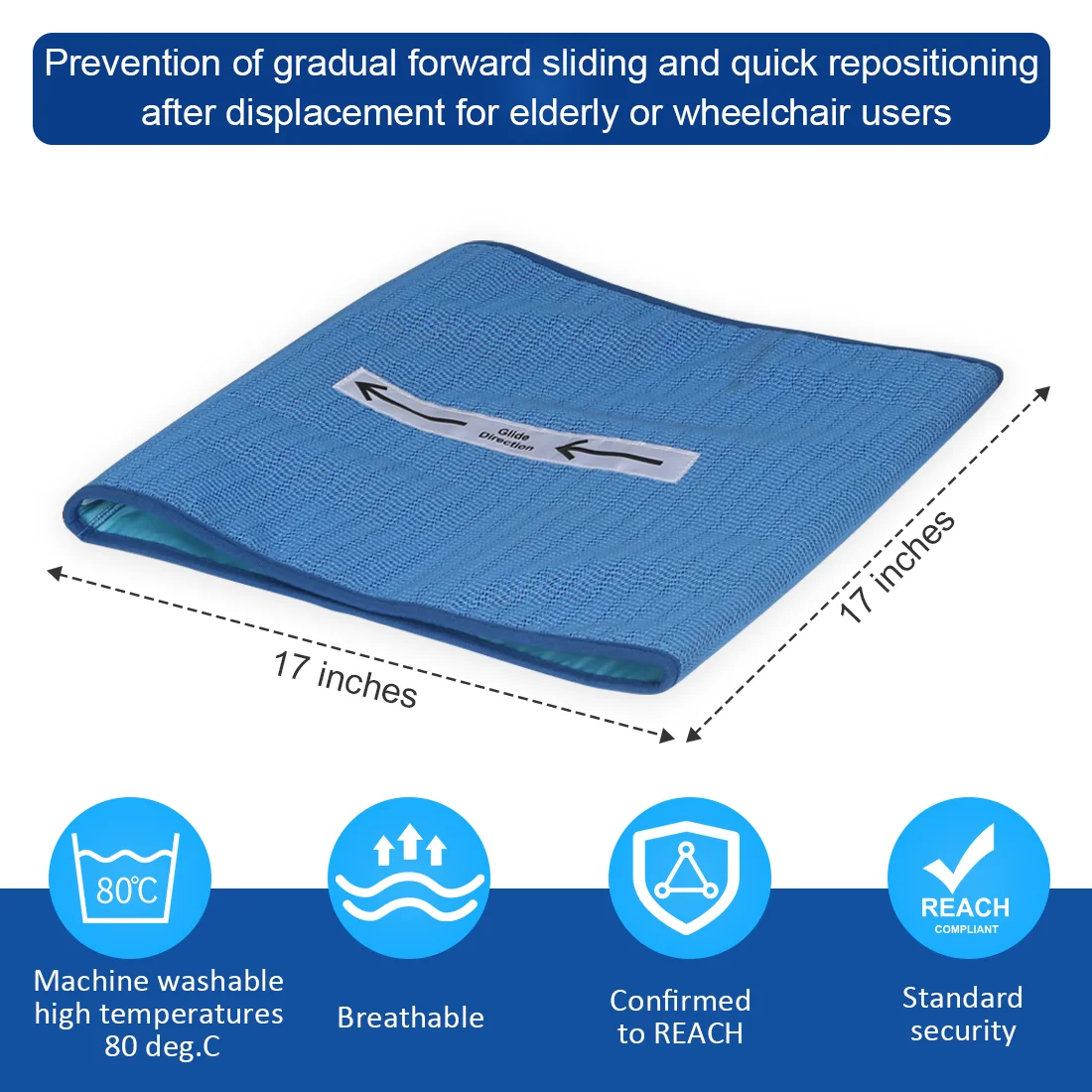 

Ehucon Repositioning One Direction Tubular Seat Cushion Non-Slip Pad for Elderly Fall Prevention Wheelchair Accessories 17"x17"