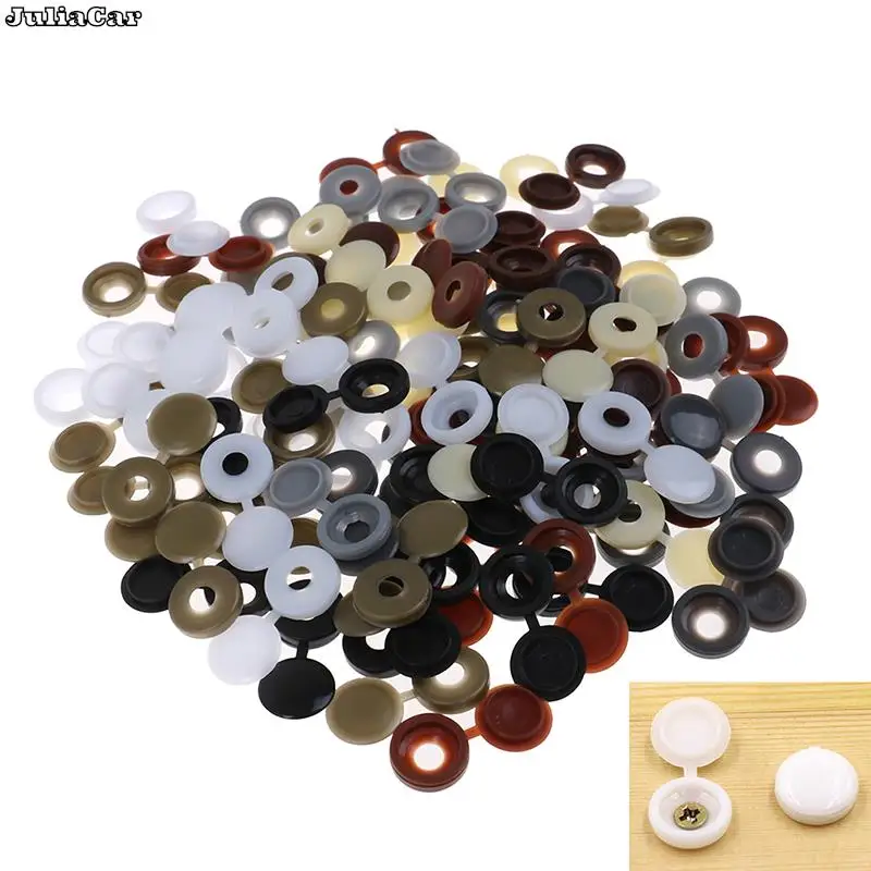 50Pcs Hinged Plastic Screw Fold Caps Button For Car Furniture Decorative Cover