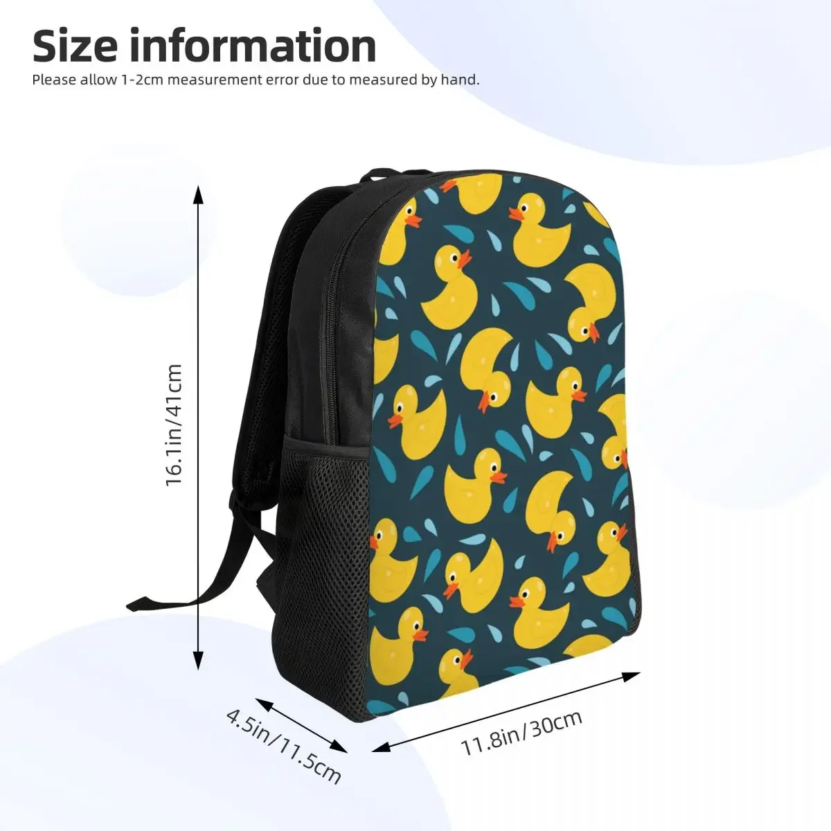 Ransel Perjalanan Seni Pola Bebek Kustom Tas Buku Laptop Sekolah Pria Wanita Tas Daypack Mahasiswa
