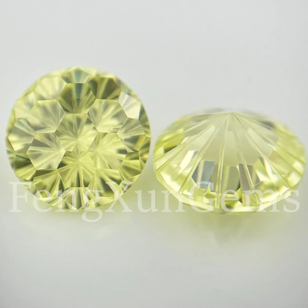 Round Fireworks Cut Apple Green Brilliant Cubic Zirconia Loose CZ Gemstone 6~10mm 5A Quality for Woman's gift Jewelry making