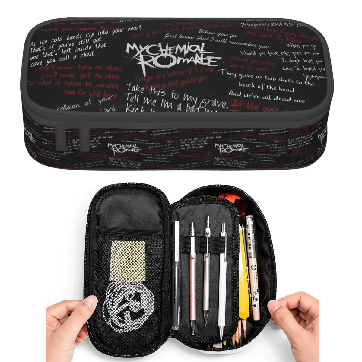 Mcr Band Punk Rock My Chemical Romance (3) Pencil Cases for Students Pen Box Pencil Bag Large Capacity Pencil Pouch Pen Holder